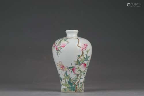 Plum Vase with Peach Design, Yongzheng Reign Period, Qing Dy...