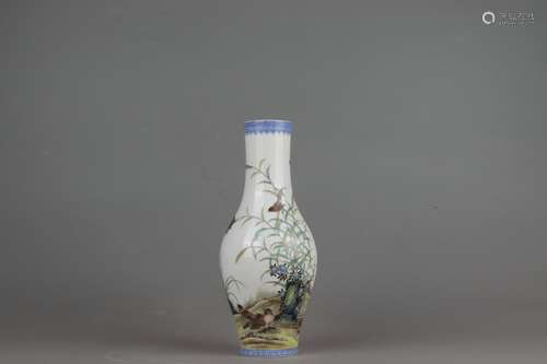 Color Enameled Vase with Flower and Bird Design, Yongzheng R...