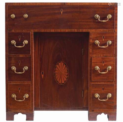 GEORGE III MAHOGANY AND INLAID WRITING DESK