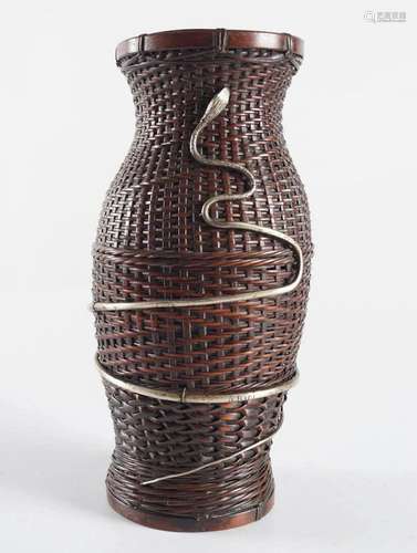 JAPANESE BASKET-WEAVE VASE