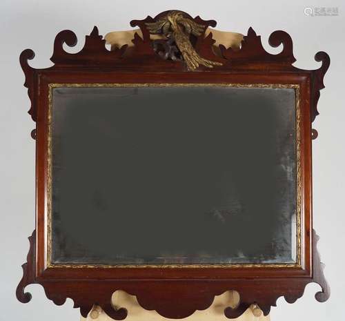 19TH-CENTURY MAHOGANY FRETWORK FRAMED MIRROR