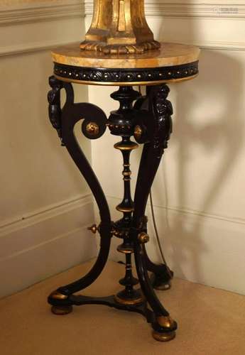 PAIR OF 19TH-CENTURY EBONIZED TORCHERES