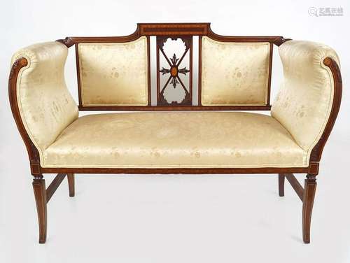 EDWARDIAN MAHOGANY AND INLAID SETTEE