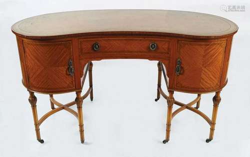 EDWARDIAN PERIOD SATINWOOD AND INLAID DESK