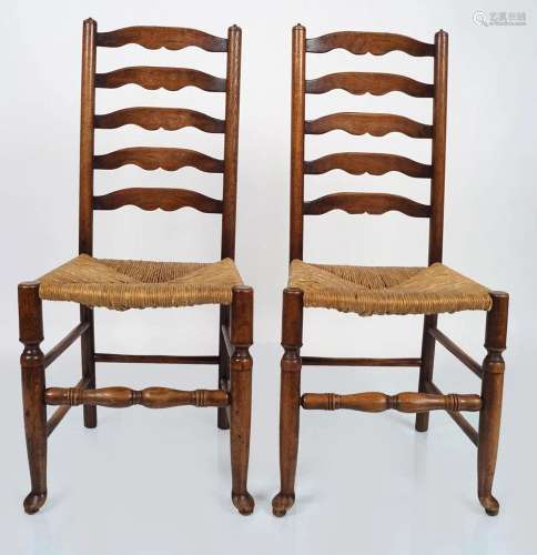 SET 4 19TH-CENTURY PROVINCIAL LADDER BACK CHAIRS