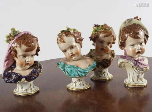 SET OF 4 19TH-CENTURY CROWN DERBY BUSTS