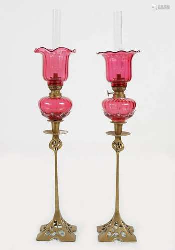 PAIR OF 19TH-CENTURY BRASS TABLE LAMPS