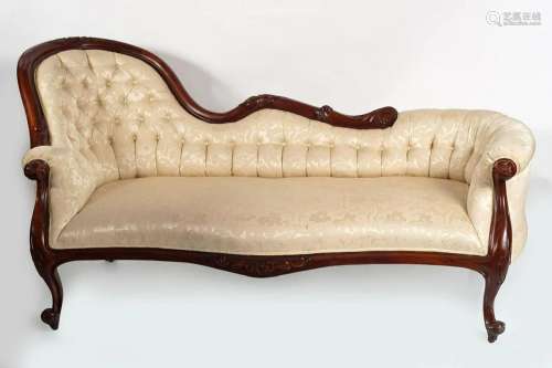 VICTORIAN STYLE MAHOGANY CHAISE LONGUE