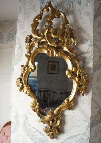 19TH-CENTURY CARVED GILTWOOD FRAMED MIRROR