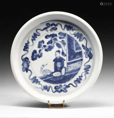 Arte Cinese A Dehua plate with blue decorationChina,