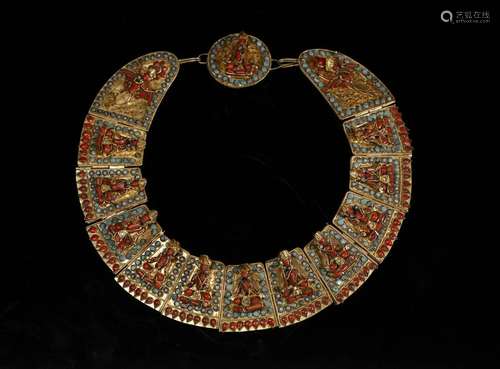 Arte Himalayana A devotional gilted metal necklace