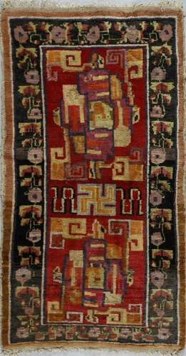 . A double seat prayer rugTibet, 1920-1930.