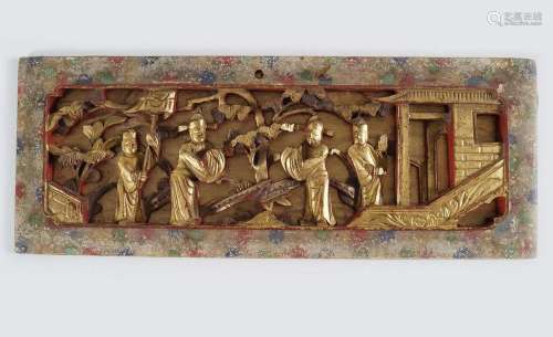 CHINESE QING CARVED GILTWOOD PANEL