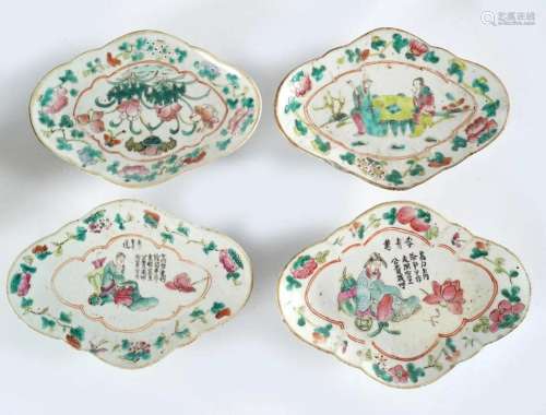GROUP OF 4 CHINESE QING FAMILLE VERTE DISHES