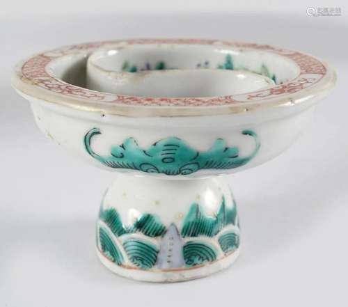 CHINESE QING FAMILLE VERTE INK POT