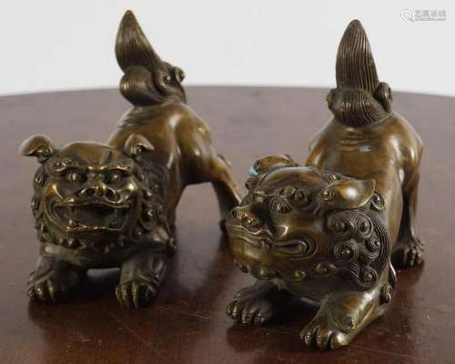 PAIR OF 19TH-CENTURY CHINESE BRONZE FOO DOGS