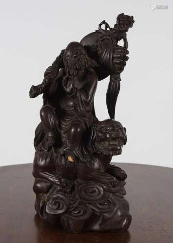 19TH-CENTURY CHINESE CARVED HARDWOOD SCULPTURE