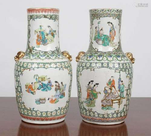 PAIR OF CHINESE QING FAMILLE VERTE VASES