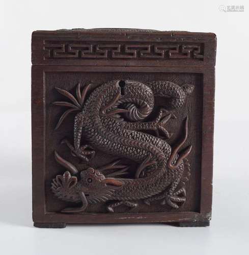 CHINESE QING PERIOD HARDWOOD TEA CADDY