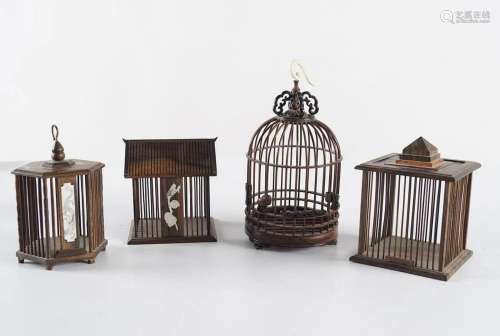 GROUP OF 4 CHINESE MINIATURE BIRD CAGES