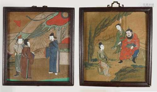 SET OF 4 CHINESE QING PERIOD PAINTINGS ON SILK