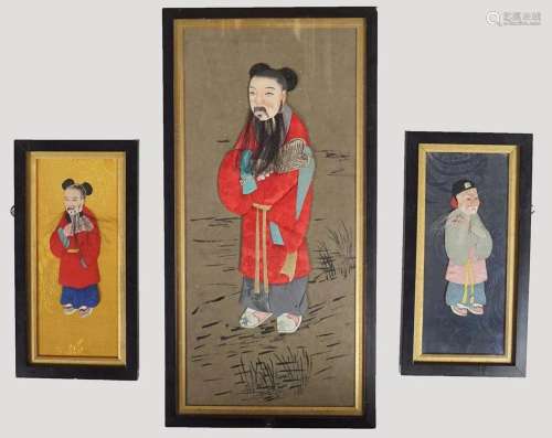3 CHINESE FIGURAL COLLAGE