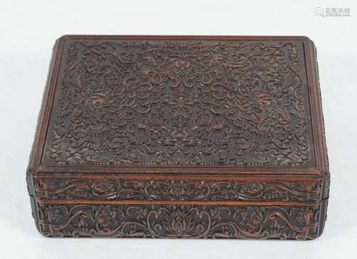 CARVED CHINESE HARDWOOD BOX