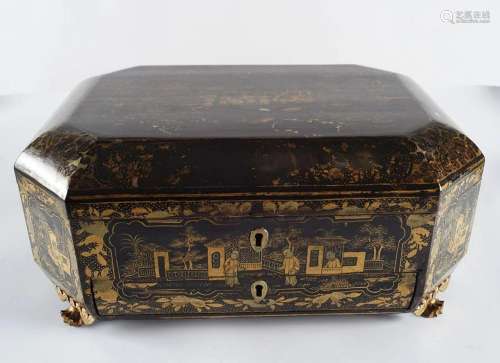 19TH-CENTURY CHINESE EXPORT LACQUERED BOX
