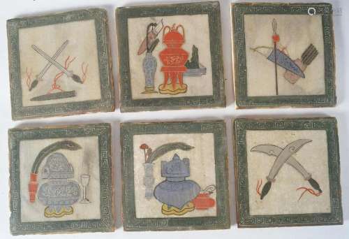 SET OF 6 CHINESE QING MARBLE PLAQUES