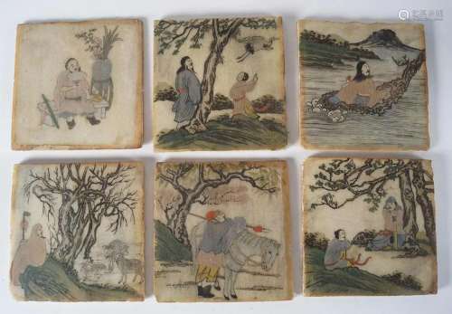 SET OF 6 CHINESE QING MARBLE PLAQUES
