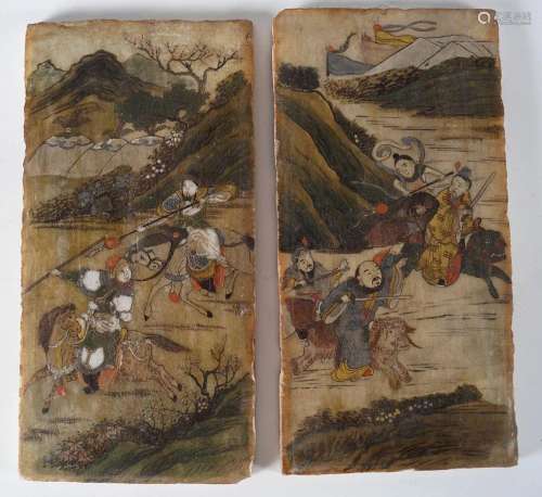 2 CHINESE QING MARBLE PLAQUES