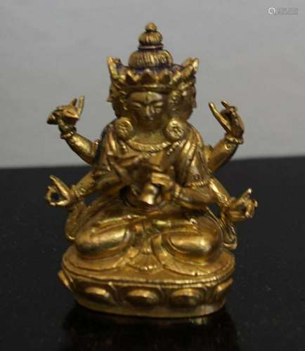 CHINESE QING GILT BRONZE BUDDHA