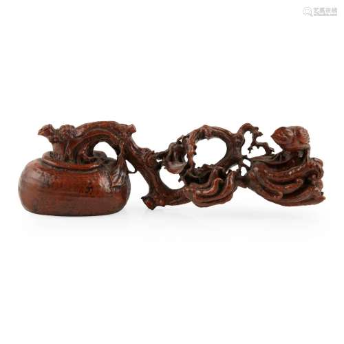 WOOD CARVING OF A BRUSH REST QING DYNASTY OR LATER