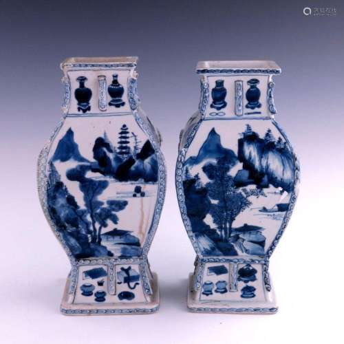 A pair of Chinese blue and white baluste
