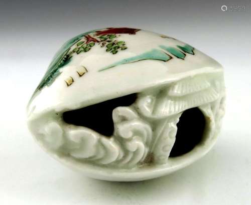 A Japanese Hirado porcelain netsuke, Mei