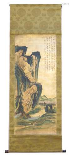 A Chinese scroll painting, mountainous l
