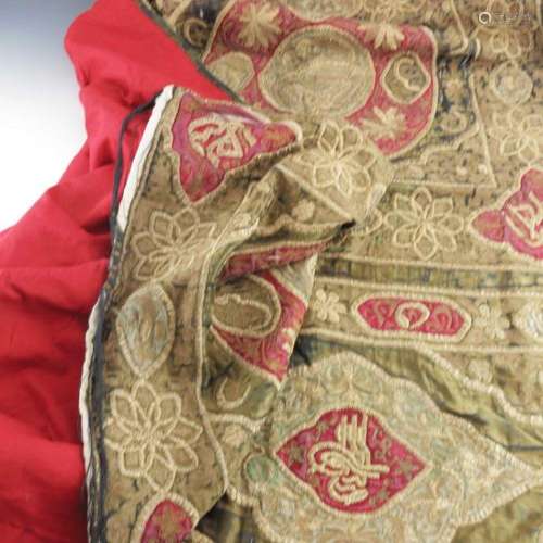 An Islamic Ottoman embroidered satin tom
