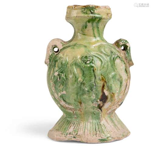 SANCAI-GLAZED BOTTLE VASE TANG DYNASTY