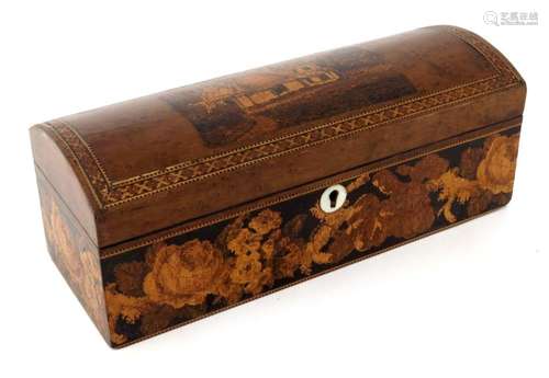 A Victorian Tunbridge Ware box, domed cu