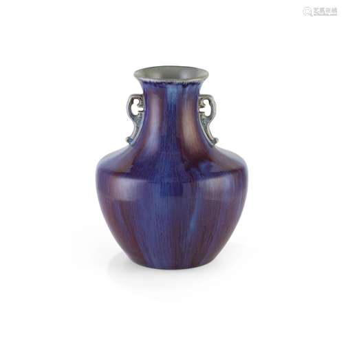 FLAMBÉ-GLAZED HANDLED VASE QIANLONG MARK