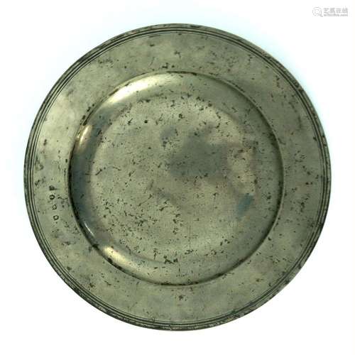 A Charles II triple reeded pewter dish,