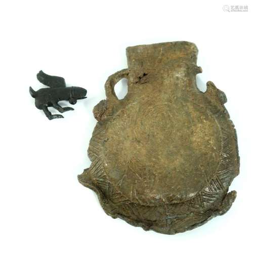 A medieval pilgrim's lead ampulla, circa