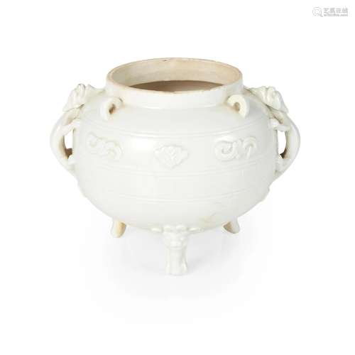 WHITE-GLAZED PORCELAIN TRIPOD CENSER QING DYNASTY, 18TH