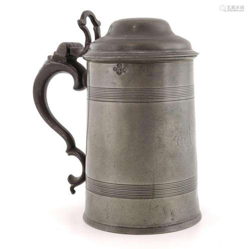 A pewter dome lid tankard, Bristol, circ