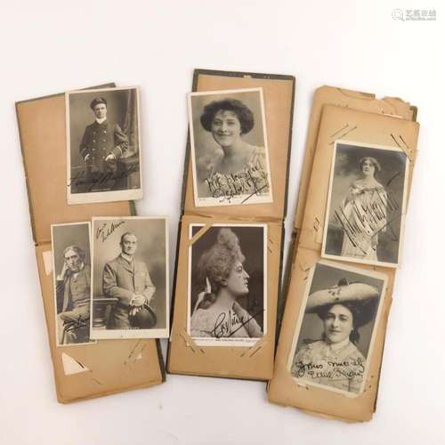 Autographs, three postcard albums contai