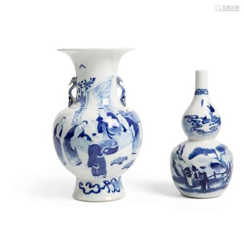 TWO BLUE AND WHITE VASES 19TH-20TH CENTURY