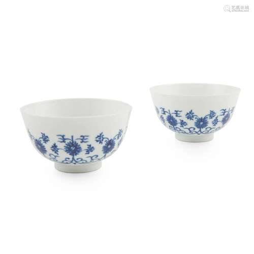 PAIR OF BLUE AND WHITE CUPS GUANGXU MARK AND POSSIBLY