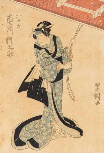 Utagawa Toyokuni II attr. (1777 - 1835), Farbholzschnitt, Ka...