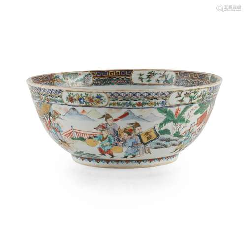 FAMILLE ROSE PUNCH BOWL QING DYNASTY, 19TH CENTURY