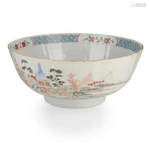 FAMILLE ROSE 'LANDSCAPE' PUNCH BOWL QING DYNASTY, ...